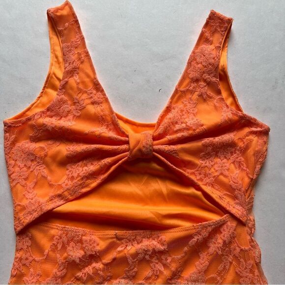 Charlotte Rusee Women's Halter Mini Dress Bright Orange Size Medium - Picture 5 of 8